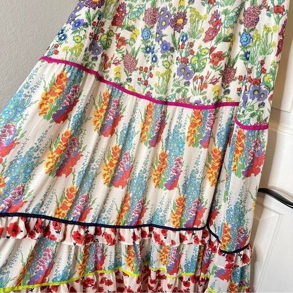 Anthropologie Lorraine Faaria Mixed Media Tiered Maxi Skirt XL *FLAWED* Cottage - Picture 5 of 10